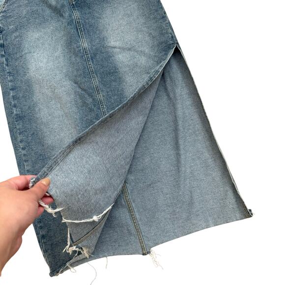 Gracia Denim Midi Skirt Side Slit Womens size Medium - Picture 5 of 7